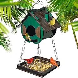 Comedouro Tratador Pássaros Livres Casinha De Passarinho Mdf (Verde)