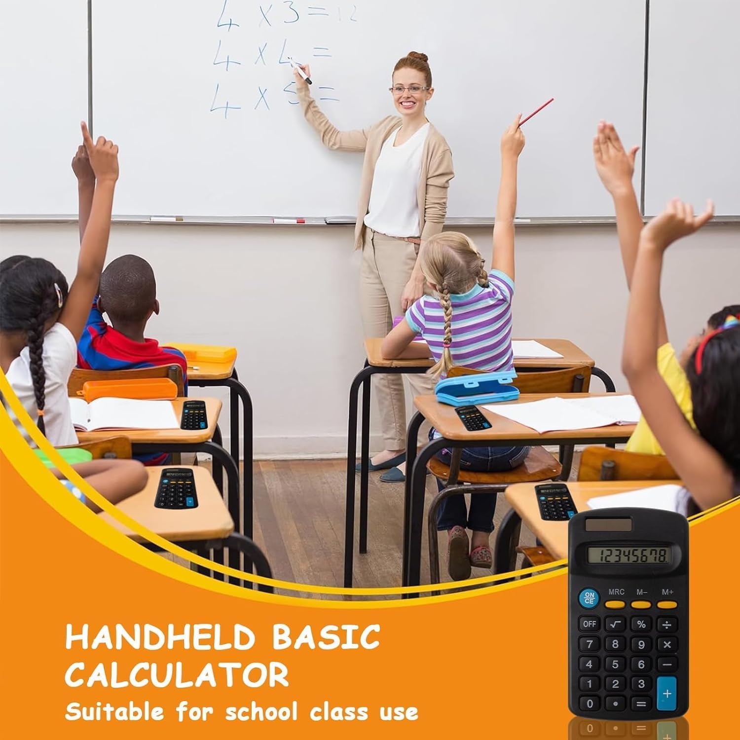 Lot de 20 Calculatrices de Poche à 4 Fonctions, Affichage 8 Chiffres, Noir pour Étudiants, École