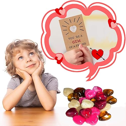 Miniatura 2 de UGpine Paquete de 24 tarjetas de San Valentín con piedras de cristal en forma de corazón, recuerdos de fiesta en forma de corazón, tarjetas de San