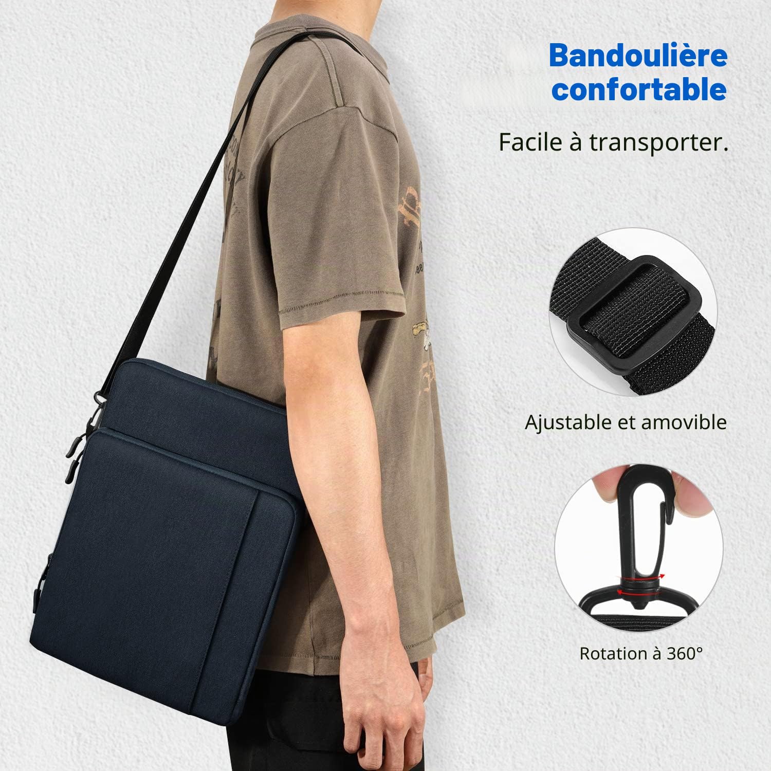 Dadanism 13,3" Tablette Transport Housse avec Bandoulière pour iPad Air 13 M4/M3, iPad Pro 13 M5/M4, MacBook Neo 13", MacBook Air 13" M5/M4, Galaxy Tab S10+ Plus 12,4", Tab P12 12,7",Indigo