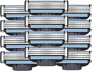 Razor Blades Refills for Mach3, Mens Razor Blades, Turbo Razor Blades Refills for Gillette, with Precision Cut Stainless Steel Blades for Gillette, for Longer Hair Hard to Shave Spots (12Pcs)