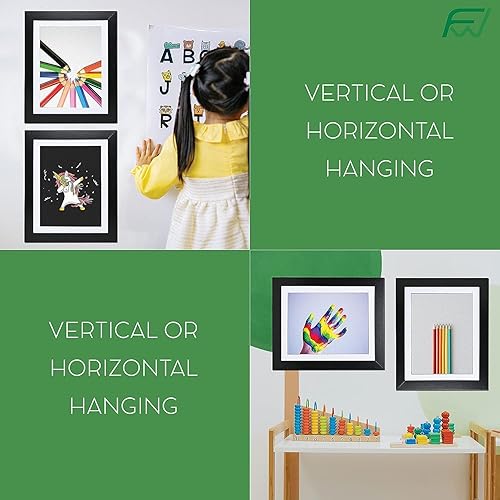 Miniatura 7 de FrameWorks Paquete de 2 marcos de arte de madera de roble claro de 10 x 12.5 pulgadas para niños, marcos para obras de arte infantiles con bordes de