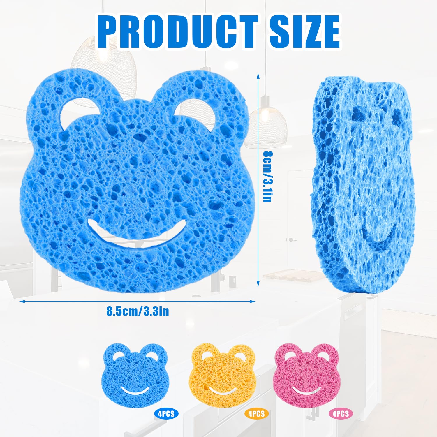 12pcs Scrub Frogs Sponges, Dual Sided Scrub Sponge Deep Cleaning Frog Shaped Sponge for Dish Washing Scrubber Sponges for Kitchen Non Scratch Bathroom Supplies - Image 2