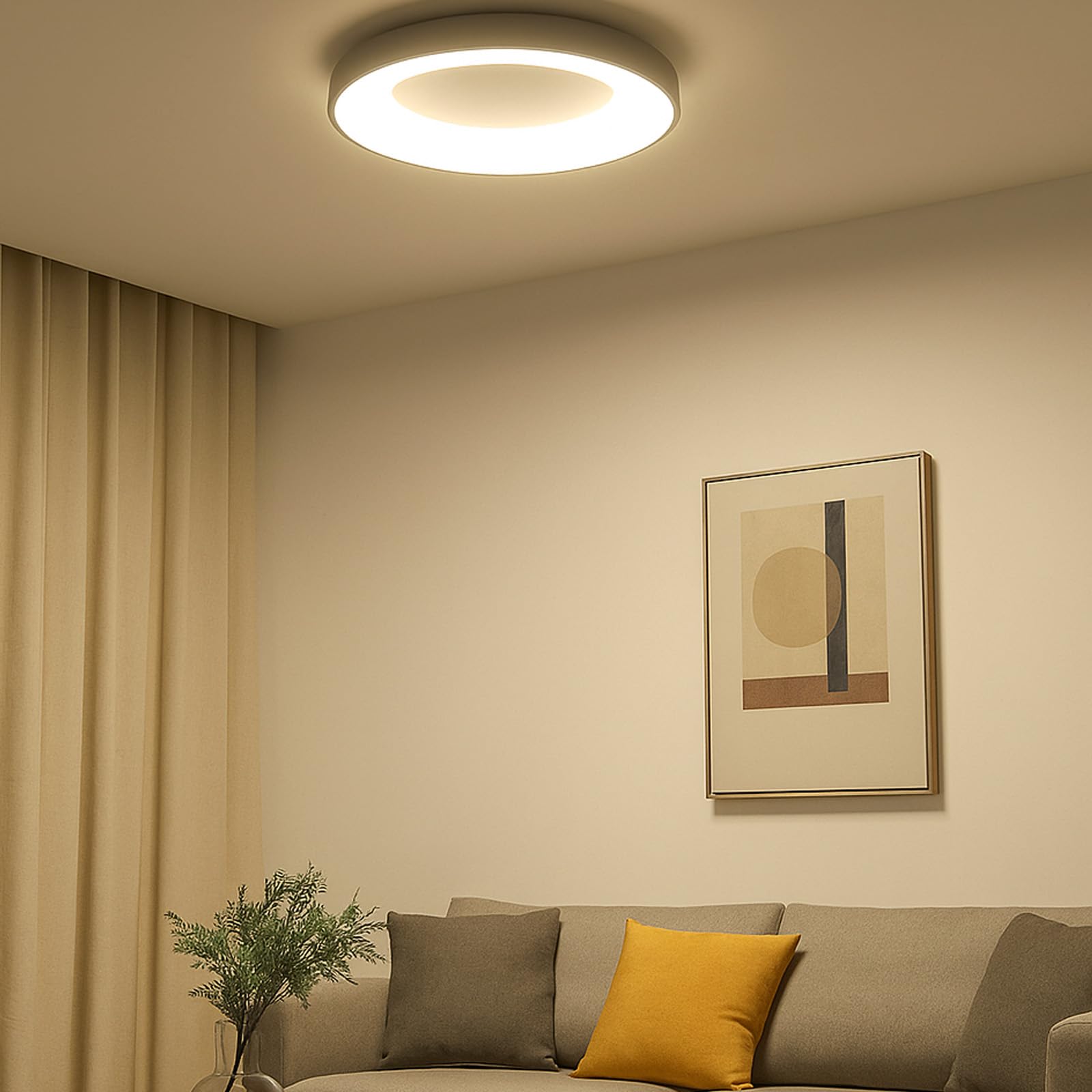 Alpinaluz Plafón LED Techo Ø50 cm 40W 5000lm en Acero Gris Mate – Selector de Color 3000K/4000K/6000K – Luz Blanca Regulable – Diseño Moderno para Salón, Dormitorio, Cocina