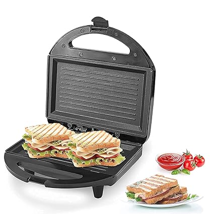 Haveview 750-Watt Electric Grill Sandwich Toaster Maker Machine With Fixed Non Stick Plates (Black Gray)