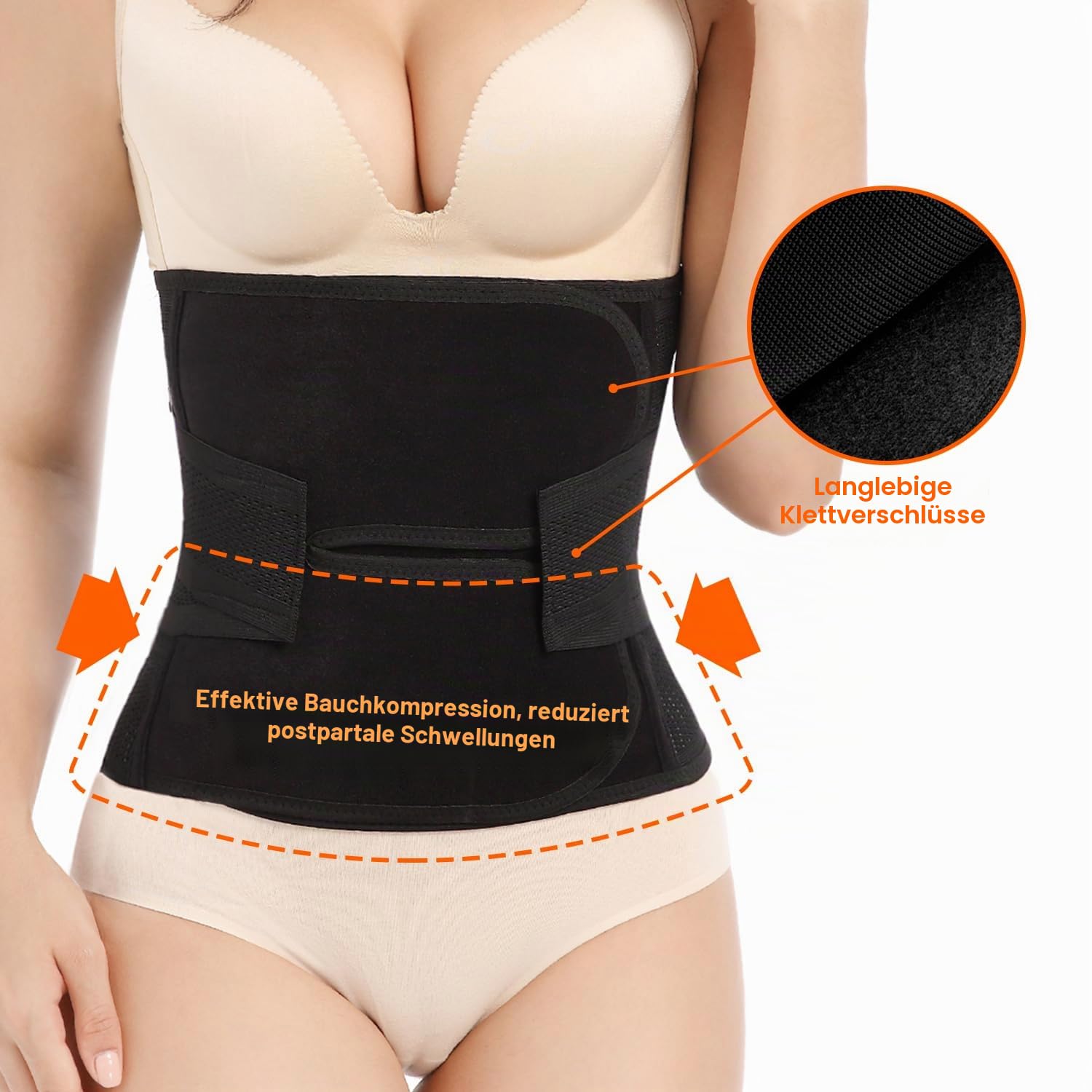 Trendyline Postpartale Unterstützung Bauch,Bauchband Nach der Geburt Postpartum Belt Band Mutterschaft Bauchband Bauchgurt Support Bauchgürtel für Damen - Schwarz - M