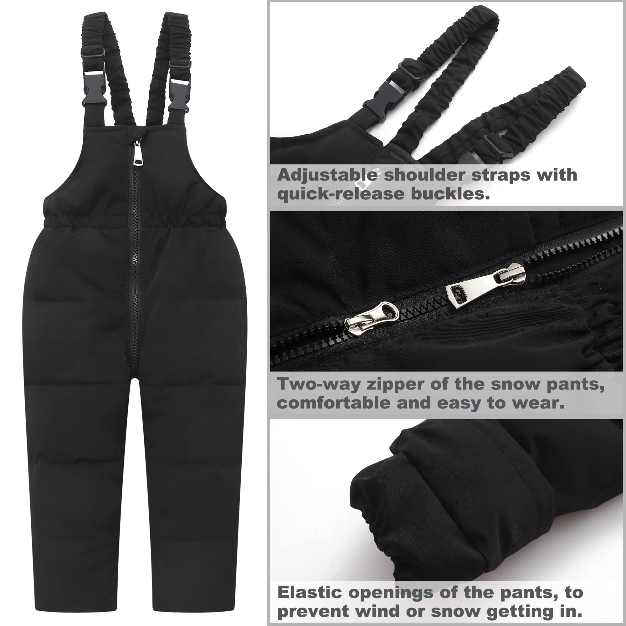 Fewlby Tuta da Neve per Bambino - Piumino con Cappuccio + Pantaloni da Sci, 2 Pezzi Tuta da Sci Bambino Completo da Neve Caldo Invernale Salopette e Giacca