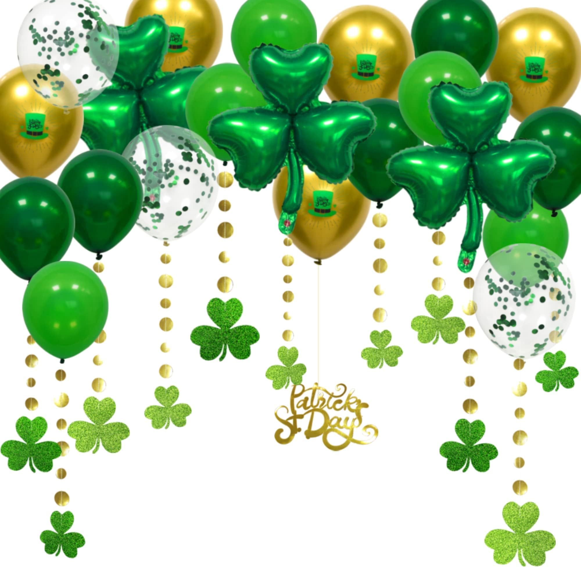 Cheerland St Patricks Day Balloon Arch St Patrick Party Decorations Stpatrick Lucky Clover Four Leaves Green Gold Shamrock Irish Theme Balloons