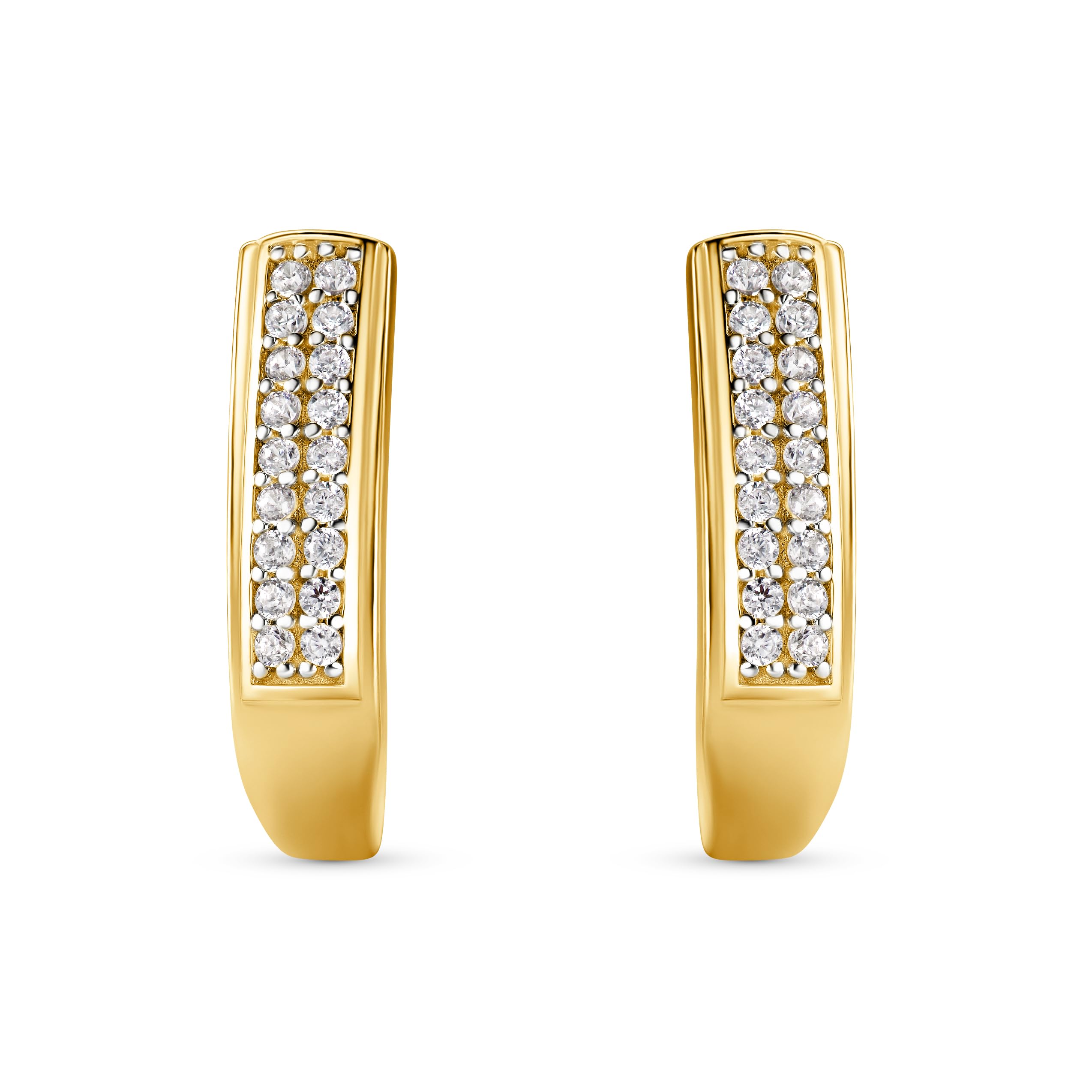 14 Karat 585 Gold Ohrringe Hochglanz Creolen mit Zirkonia Steinen - ESG1309