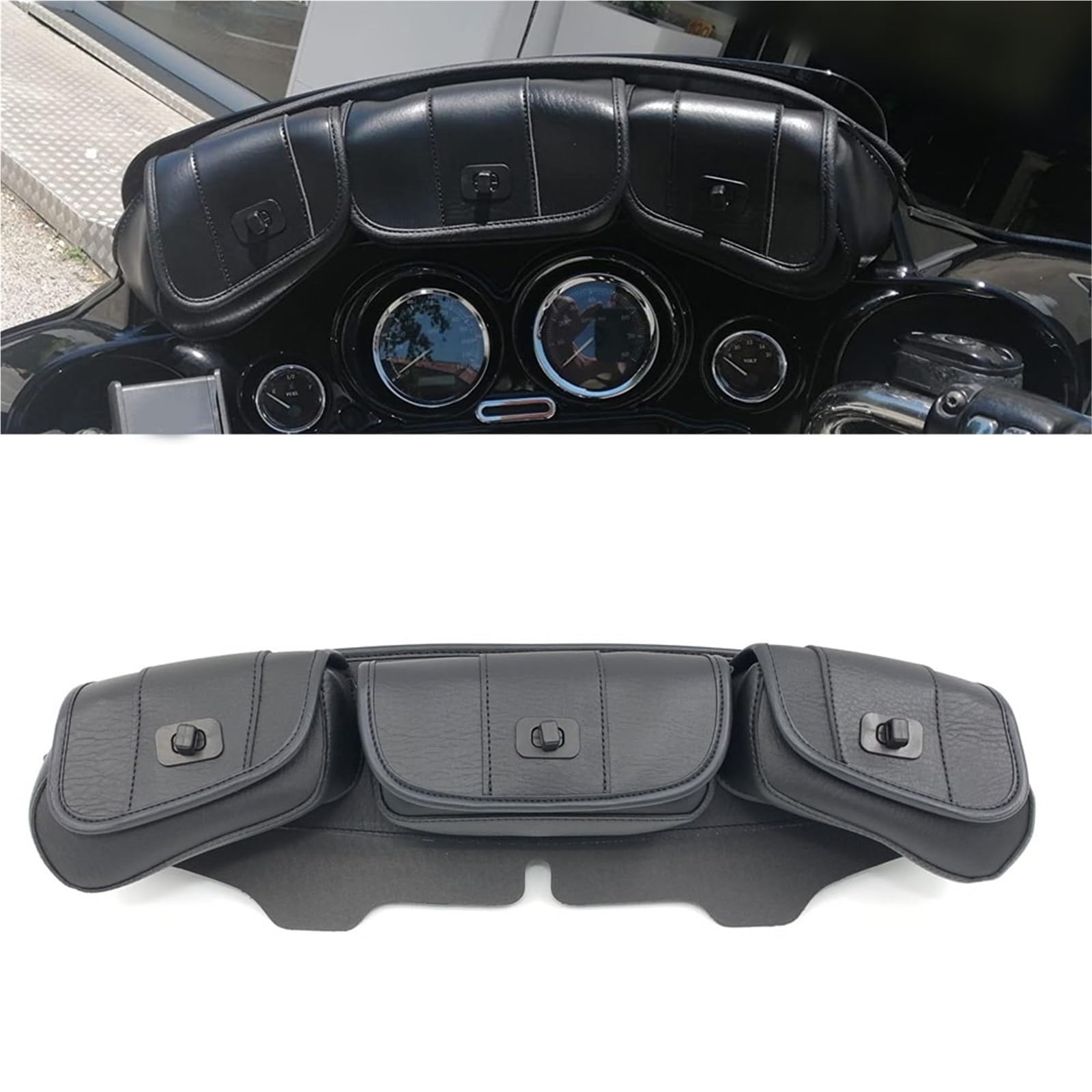 Borsa A Marsupio Con 3 Tasche Per Parabrezza Batwing Per Moto Per Trike Street Glide FLHXXX 2010-2011