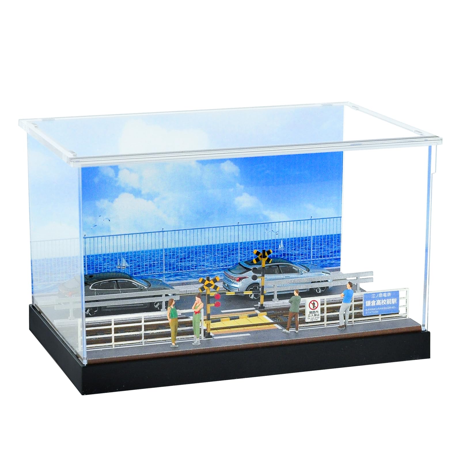 cxiuiui 1/64 鎌倉鉄道シーン 駐車場 ディスプレイケース 透明アクリルカバー付き ガレージ模型 コレクションケース 誕生日プレゼント 組み立て式