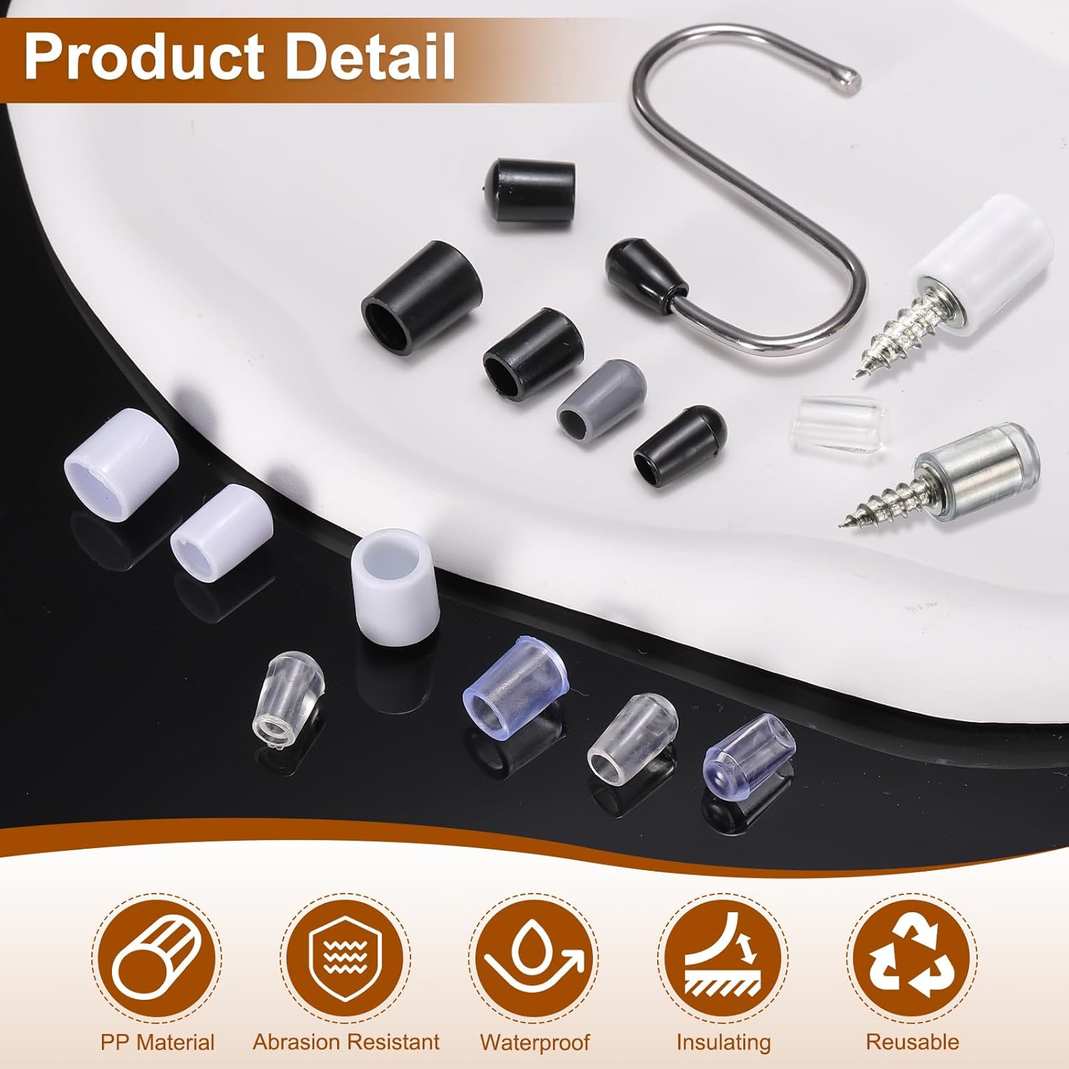 uxcell 50 Pcs Rubber End Caps, 7mm Flexible Round Tube Bolt Cap Cover Screw Thread Protectors for Ends of Hooks Hanger Furniture Bolts Screws Metal Tube, Transparent