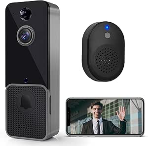 Doorbell Camera Wireless w/Chime - WiFi Video Doorbell w/PIR Human Detection and App Alerts - 2-Way Audio, HD Night Vision, Cloud Storage - Smart Battery Powered Door Bell for Home asin的图片