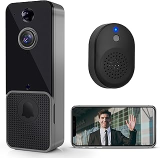 JOCIRUS Doorbell Camera Wireless - WiFi Video Doorbell with Chime - Smart Motion Detection Doorbell and App Alerts, 2-Way Audio, Night Vision, HD Video, Cloud Storage, Battery Powered, Easy Install