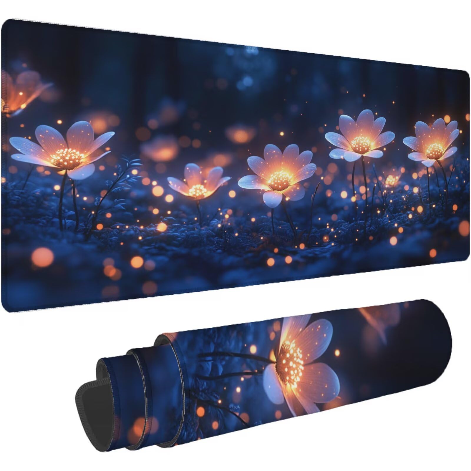 Podkładka pod mysz dla graczy liliowa podkładka pod mysz XXL 1400 x 700 mm mata biurkowa podkładka pod mysz kwiaty wodoodporna akcesoria biurowe do gier szyte krawędzie poprawia precyzję i szybkość