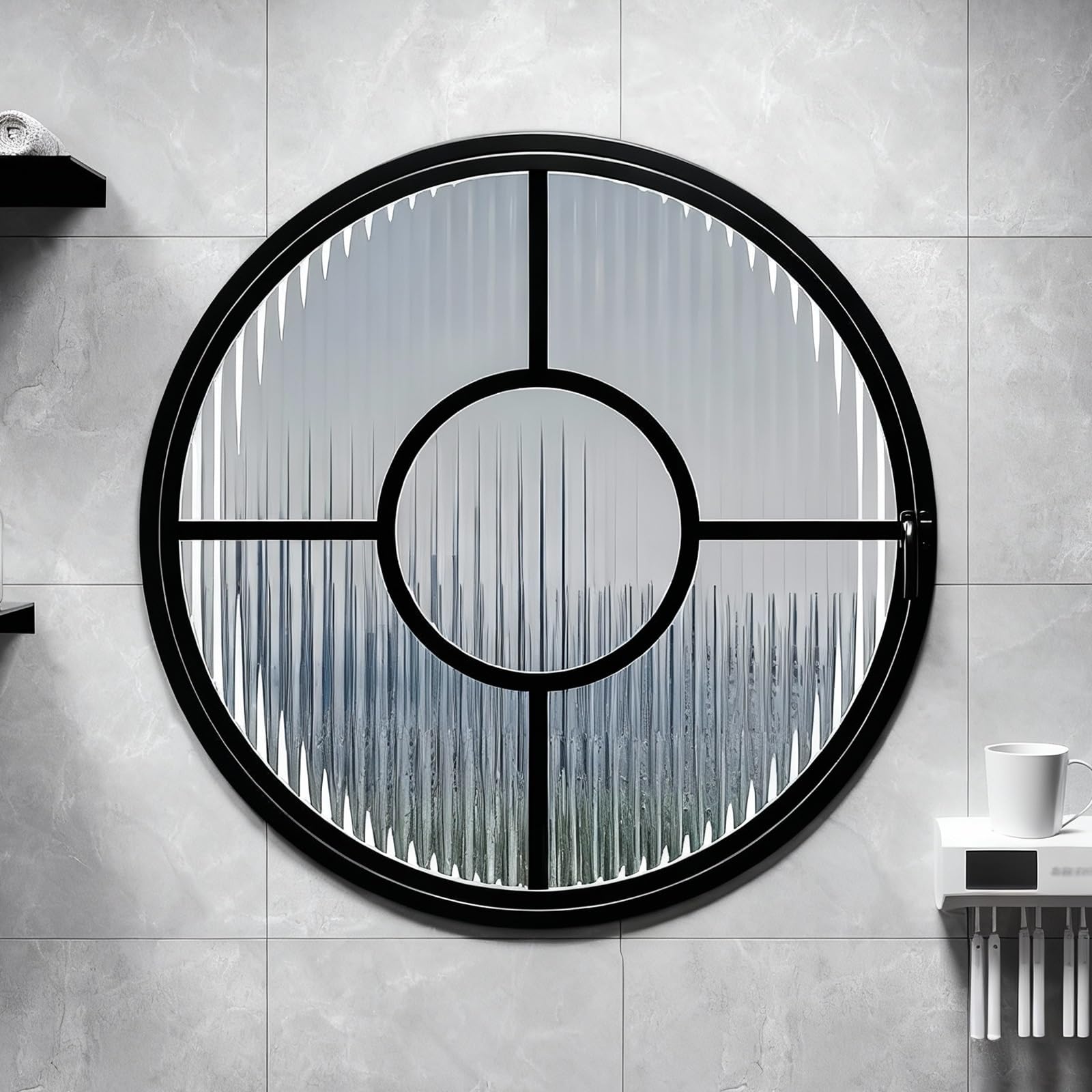 Ventana ojo de buey de aluminio con cristal templado para cocina