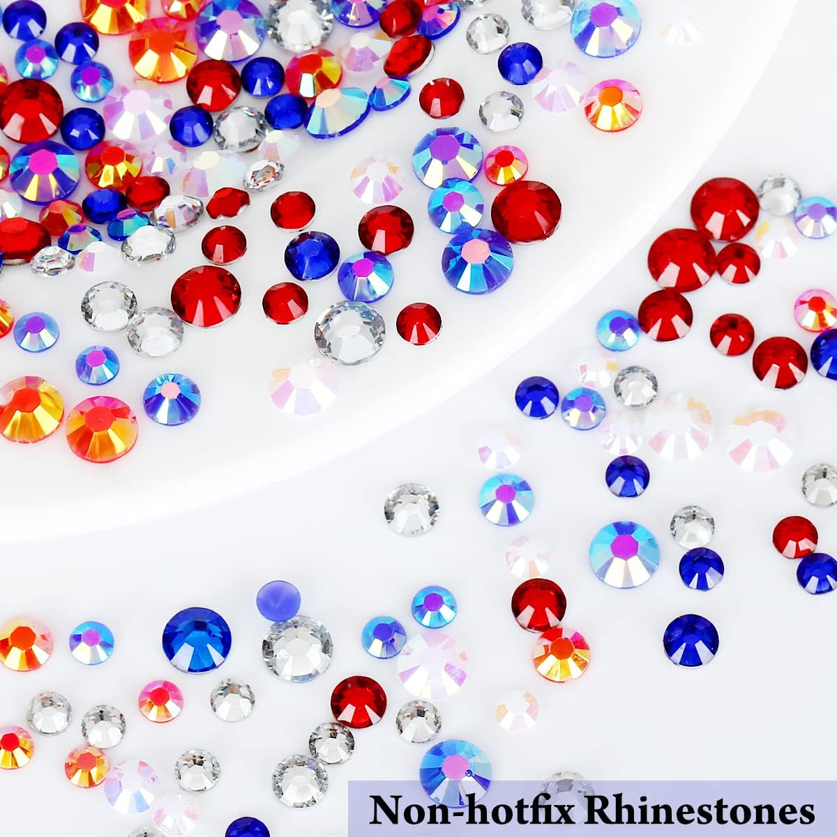 Flatback Rhinestones 21000 pcs Jelly Rhinestone Non-hotfix Resin Crystals Gemstones 6 Colors for Crafts Nails Clothes Shoes Bags Makeup Face Tumbler DIY Decoration (Blue Red Clear Rhinestones)