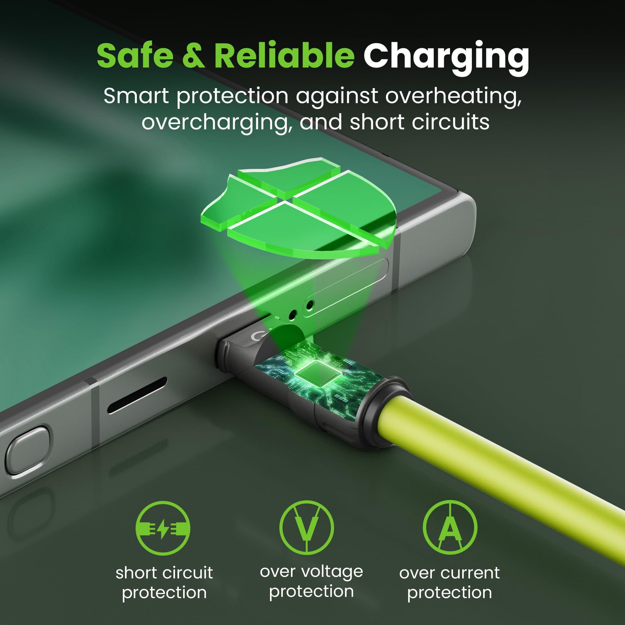 GEARit Câble de charge 4 en 1 100 W en silicone USB-C à charge rapide avec connecteurs USB-A et Lightning - Cordon de charge universel multi-appareils compatible avec iPhone, MacBook Pro, 1,8 m, vert