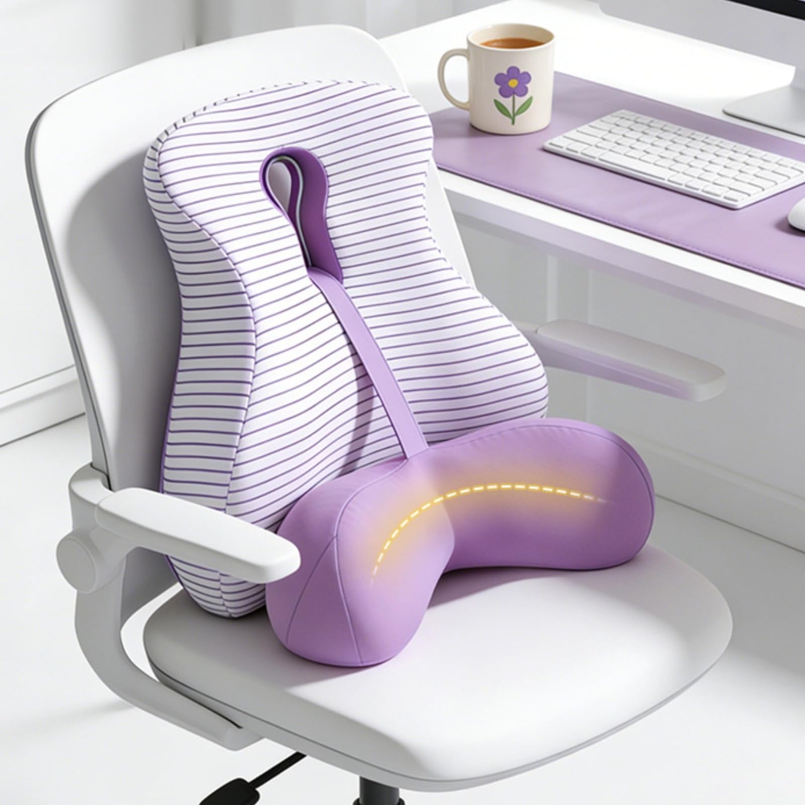 Amagogo Cojín Lumbar de Apoyo Respaldo Almohada Soporte Cojín con Centro Abierto para Ventilación y Descarga de Presión Espuma Viscoelástica de Moldeado, Gris, 42 14 49 Cm