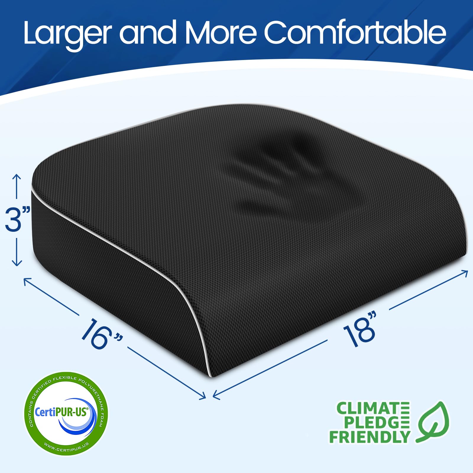 SweetSlubr Seat Cushion for Tailbone Pain Relief Office Chair Cushion Memory Foam Large Chair Cushion with Non-Slip Cover — view 2