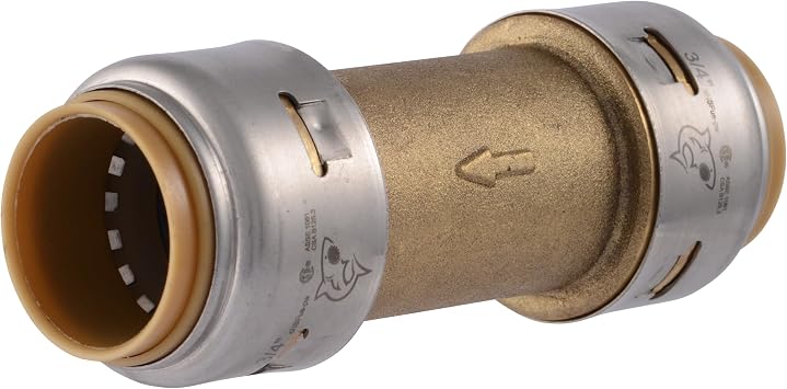 SharkBite Max 3/4 Inch Check Valve, Push to Connect Brass Plumbing Fitting, PEX Pipe, Copper, CPVC, PE-RT, HDPE, UR2016A
