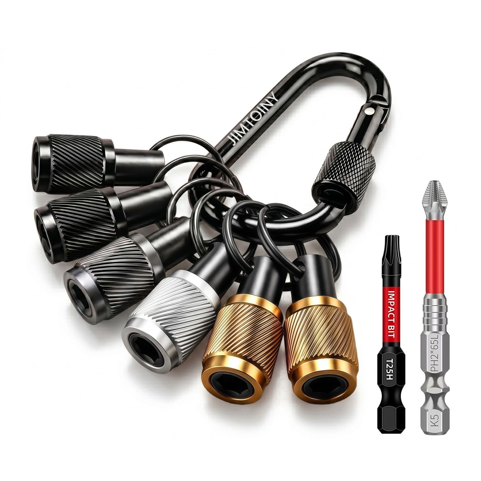 Aluminum Bit Holder Keychain - PH2 & T25 Bits -1
