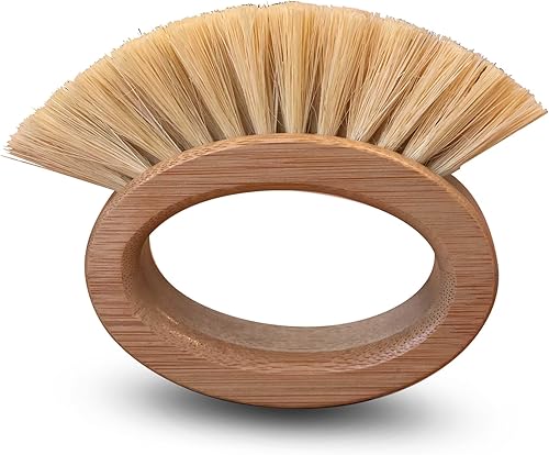 WorldFront Naturals - Cepillo de cocina con mango ovalado de bambú Cerdas de sisal Herramienta de limpieza duradera y ecológica para utensilios de