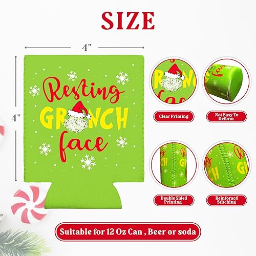 Miniatura 2 de Divertidas fundas navideñas para latas de cerveza, 8 fundas para enfriar latas navideñas, enfriadores de latas plegables reutilizables de 12 onzas