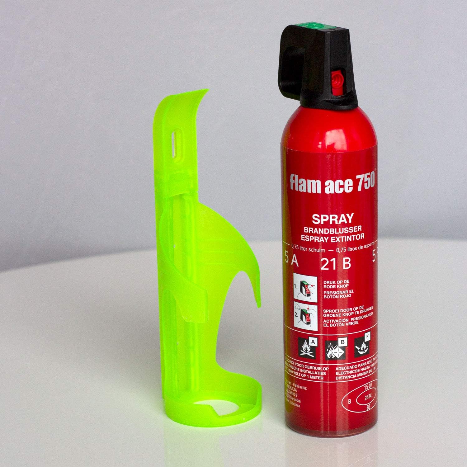 Extintor Coche Spray Flam Ace 750ml contra incendios en casa, caravana, barco, oficina, camping, cocinas, biodegrabale sin residuos para fuegos ABF y eléctricos hasta 1.000V, rojo