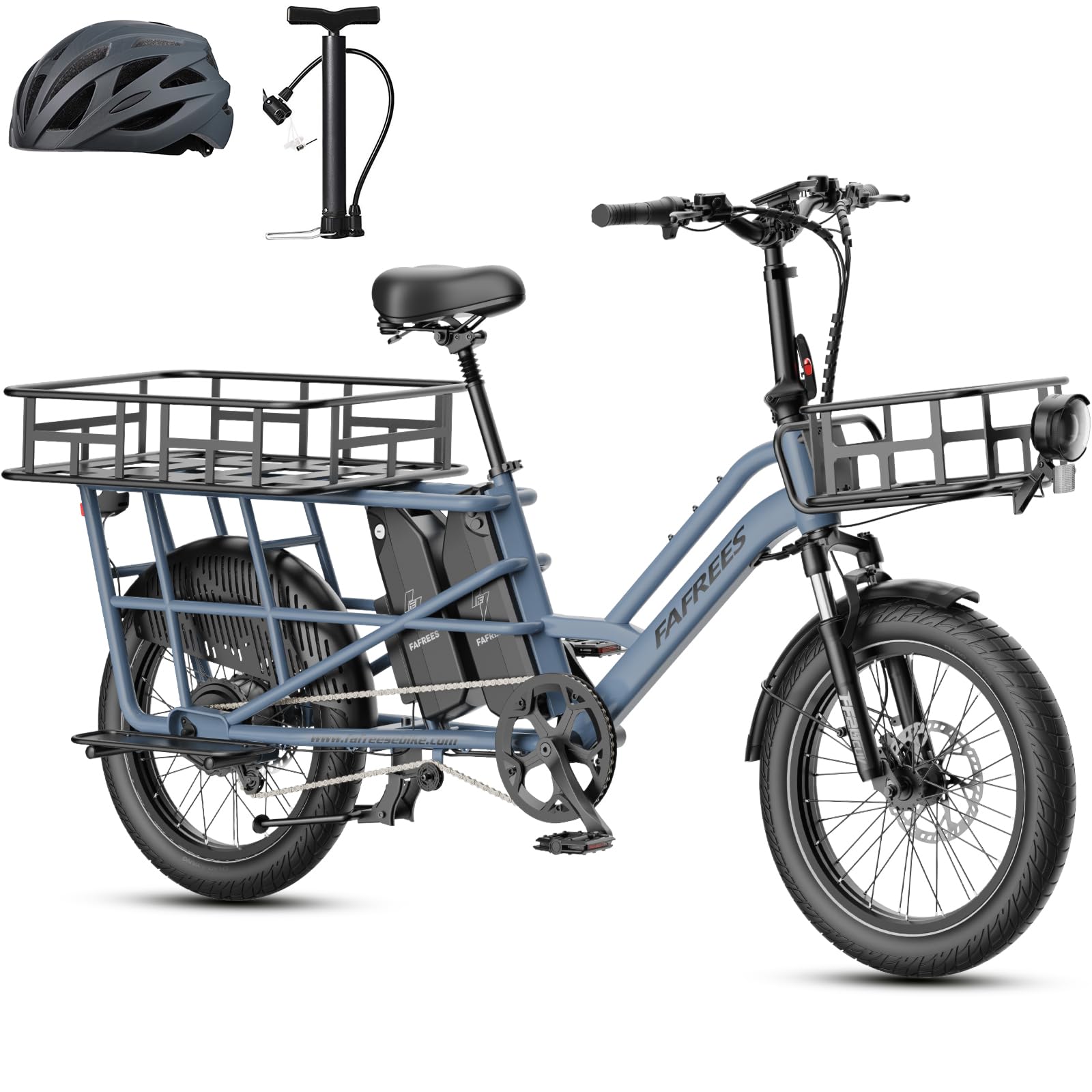 Fafrees FF20 CUV Bici Elettrica Cargo con Sensore di Coppia, Doppia Batteria 48V24Ah, Autonomia Fino a 140km, E-Bike Familiare con Cesto Posteriore Carico 200kg, Freni Idraulici, 20x3.0 Fat Tire