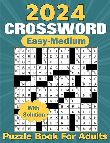 2024 Crossword Puzzle Book For Adults With Solution Easy to Medium Crossword puzzles Books For Adult, Seniors & Teens