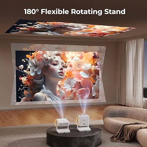 Miniatura 6 de 1200 ANSIGoogle StoreControl de voz Proyector inteligente 4K para exteriores con WiFi6 y Bluetooth, más de 10,000 aplicaciones, proyector portátil,