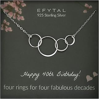 40th Birthday Gifts Women, Sterling Silver Four Circle Necklace, Gift for 40 Year Old Woman Birthday, Womens 40th Birthday Gifts Ideas, 40th Birthday Necklace for Women, 40th Bday Gifts Women