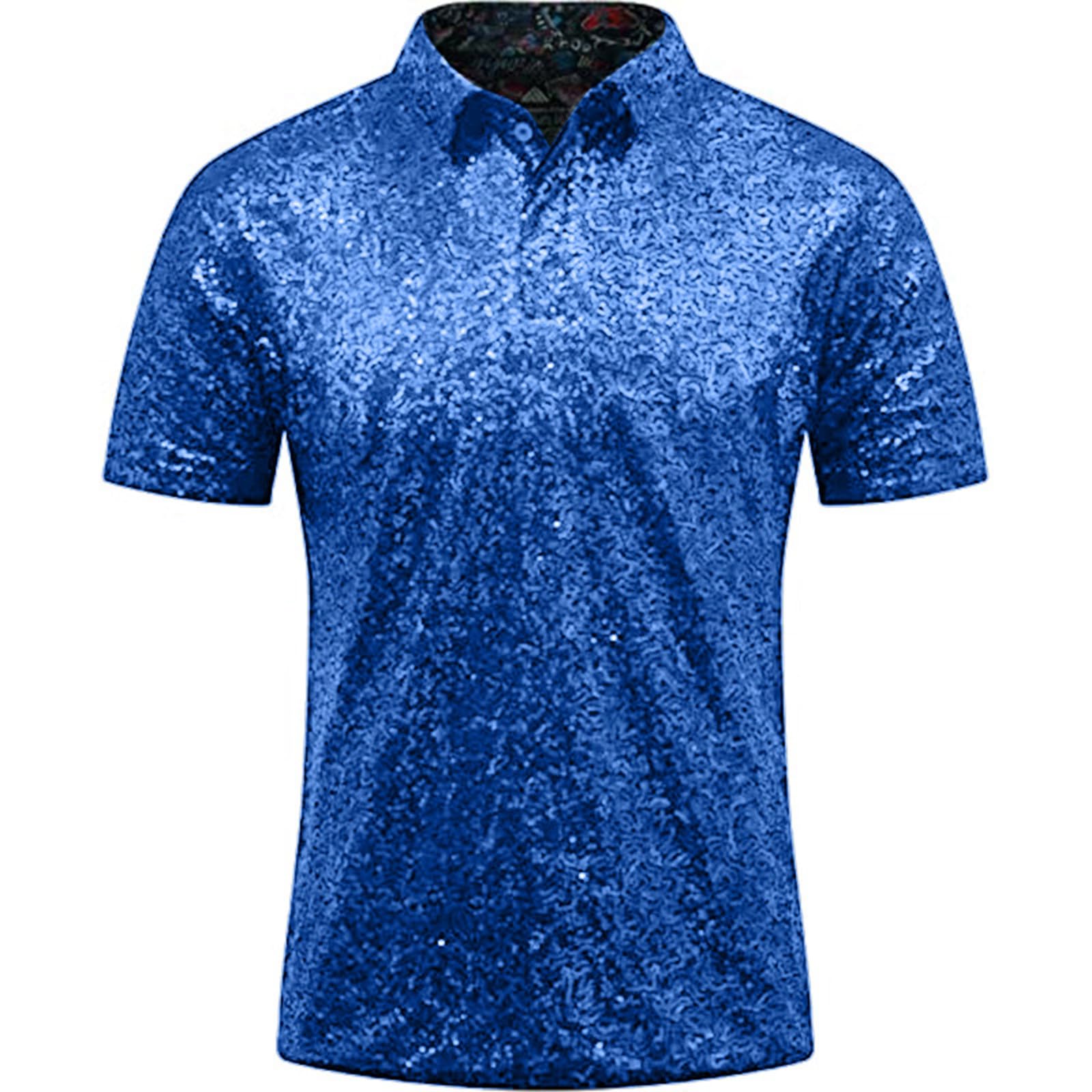 2025 - Heren Relaxed Short Sleeve Turndown Sparkles Pailletten Shirts
