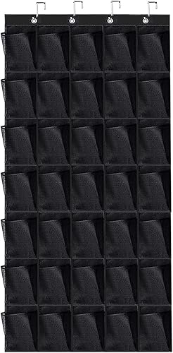 Over the Door Shoe Organizer, 35 Pockets Behind the Door Storage, Hanging Shoe Organizer, Space Saving Hanging Storage Holder, Reusable Breathable