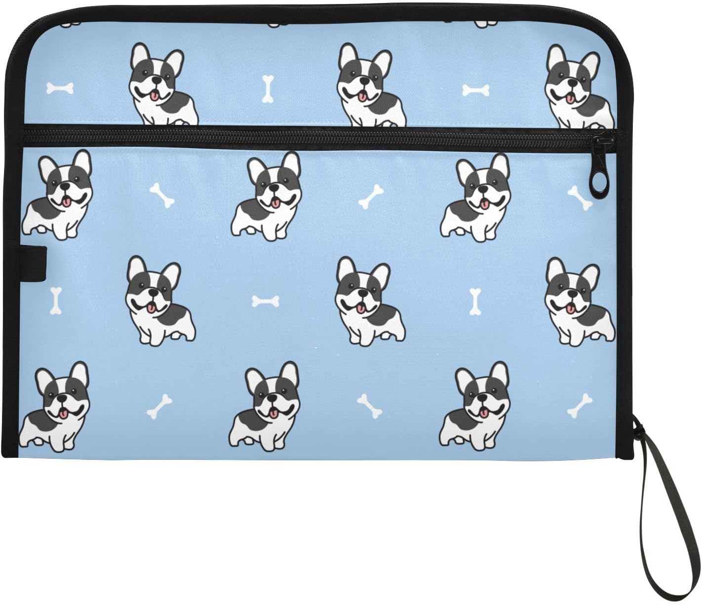 Cute French Bulldog Puppy File Folders,Plastic Folders with 13 Pockets,Expandable File Folder for Documents School Students Office,Aesthetic Folder with Labels A4 Letter Size