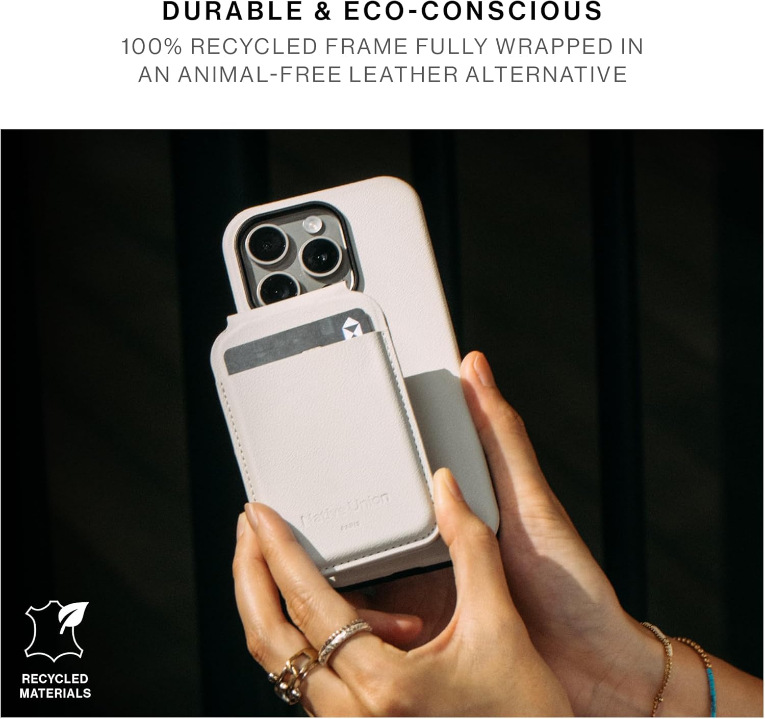 Native Union Active Wallet Stand | Magnetic – MagSafe Card Holder with Stand for iPhone Air, 17, 16, 15, 14 – Extra Secure & Ultra Slim – Stores 4 Cards – Durable & Recycled Materials (Sandstone)