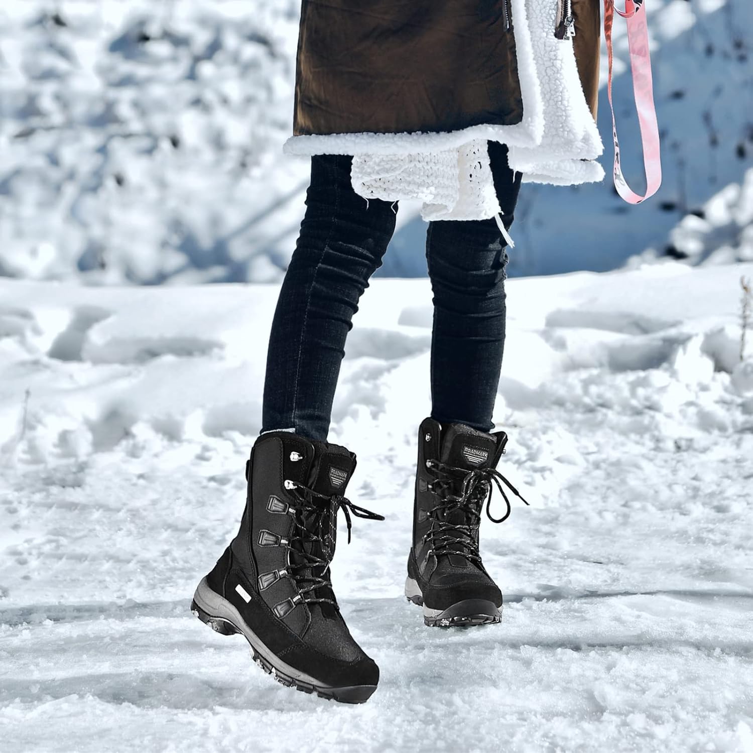 ROCKMARK Women's Waterproof Snow Boots Mid Calf Warm Winter Outdoor Footwear