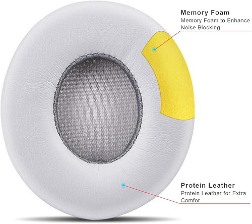 Miniatura 8 de HZTCAM Almohadillas profesionales de repuesto para auriculares inalámbricos Beats Solo 2 y Solo 3, piel de proteína suave, espuma viscoelástica con