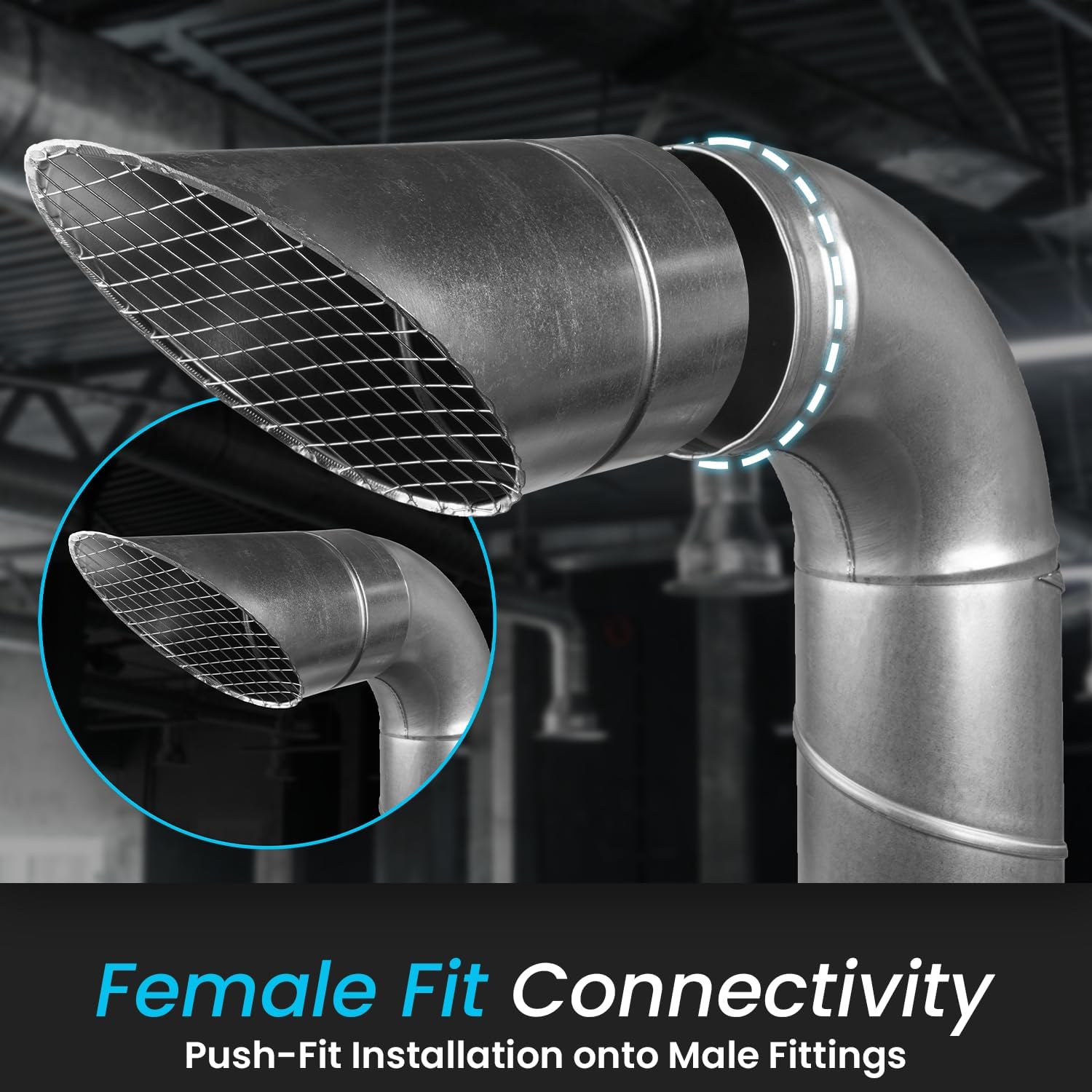 Repa Market 4” Inch Galvanized Steel Outlet Duct End Cap with Mesh - Round Outdoor Air Exhaust Duct Cover - Bird Guard Vent Covers – Angled Air Extract Vent Guard - Industrial Dryer Outside Vent Cover