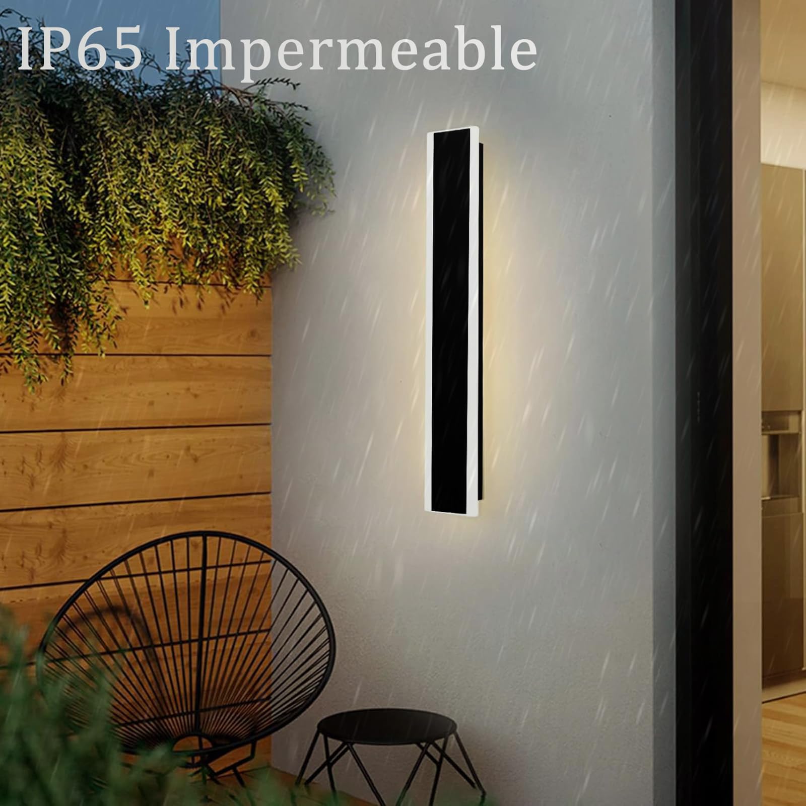 LED Außen Lange Wandleuchten IP65 Wasserdicht Dimmbar Wandlampen Wandbeleuchtung mit Fernbedienung Modern Aluminium Innen/Aussen für Gärten Villa Terasse Korridor Schwarze 3000K-6500K (D,60cm)