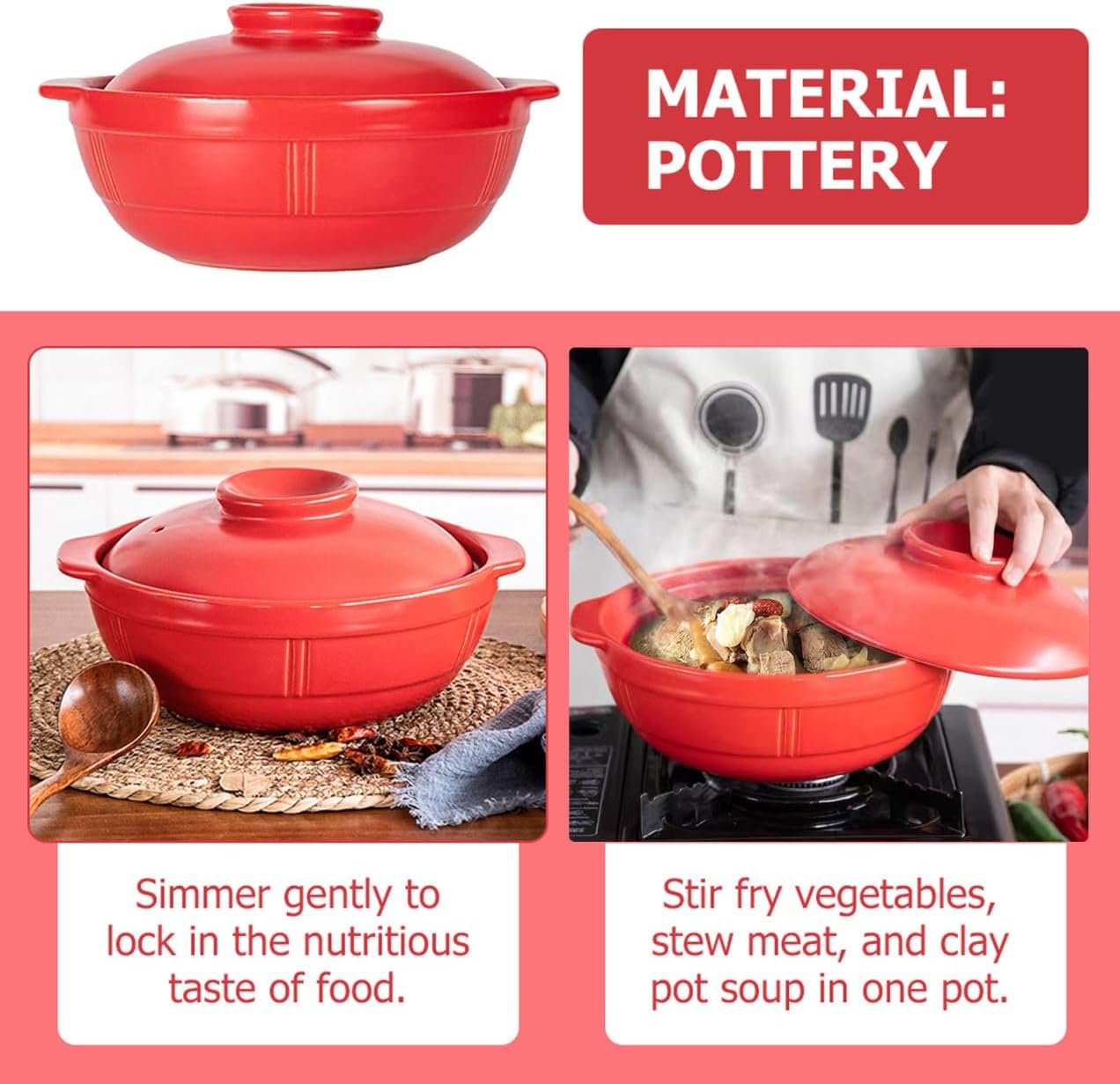 Household Casserole Pot Non-stick Food Stew Pot for Braised Chicken and Soup High-temperature Resistant for Home and Restaurant Cooking Design