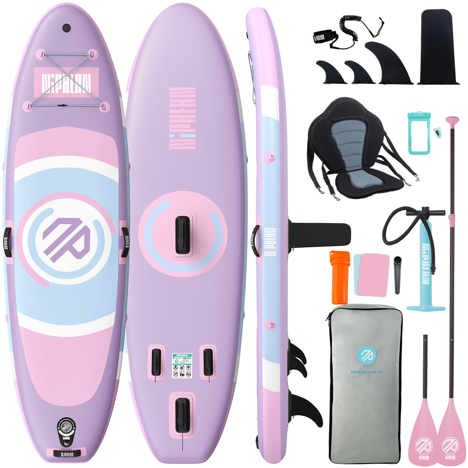 Niphean Stand up Paddling Board mit Sitz, (Ultraleichtes) SUP Board für Frauen, Standup Paddle Board mit +30% Balance StabilTrac-Finne, Anti-Rutsch Inflatable Paddle Board für Yoga&Haustierfreundlich