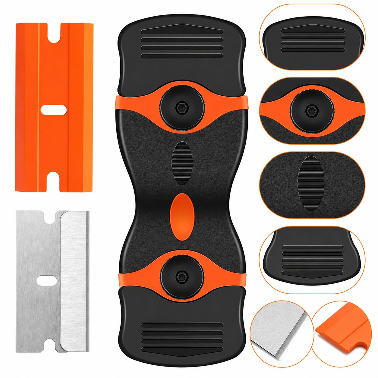 Sulfar Glue Remover Cleaning Scraper Tool Double Edged Multipurpose Removing Paint, Labels, Sticker, 7 Piece Plastic Blades and 7 Piece Metal Blades 4