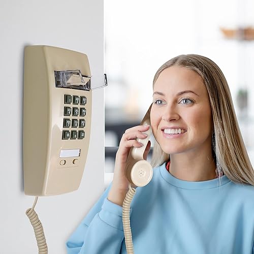 Miniatura 7 de OGQ Teléfono de pared retro para teléfono fijo vintage de pared con timbre mecánico antiguo montado en la pared con cable con control de volumen