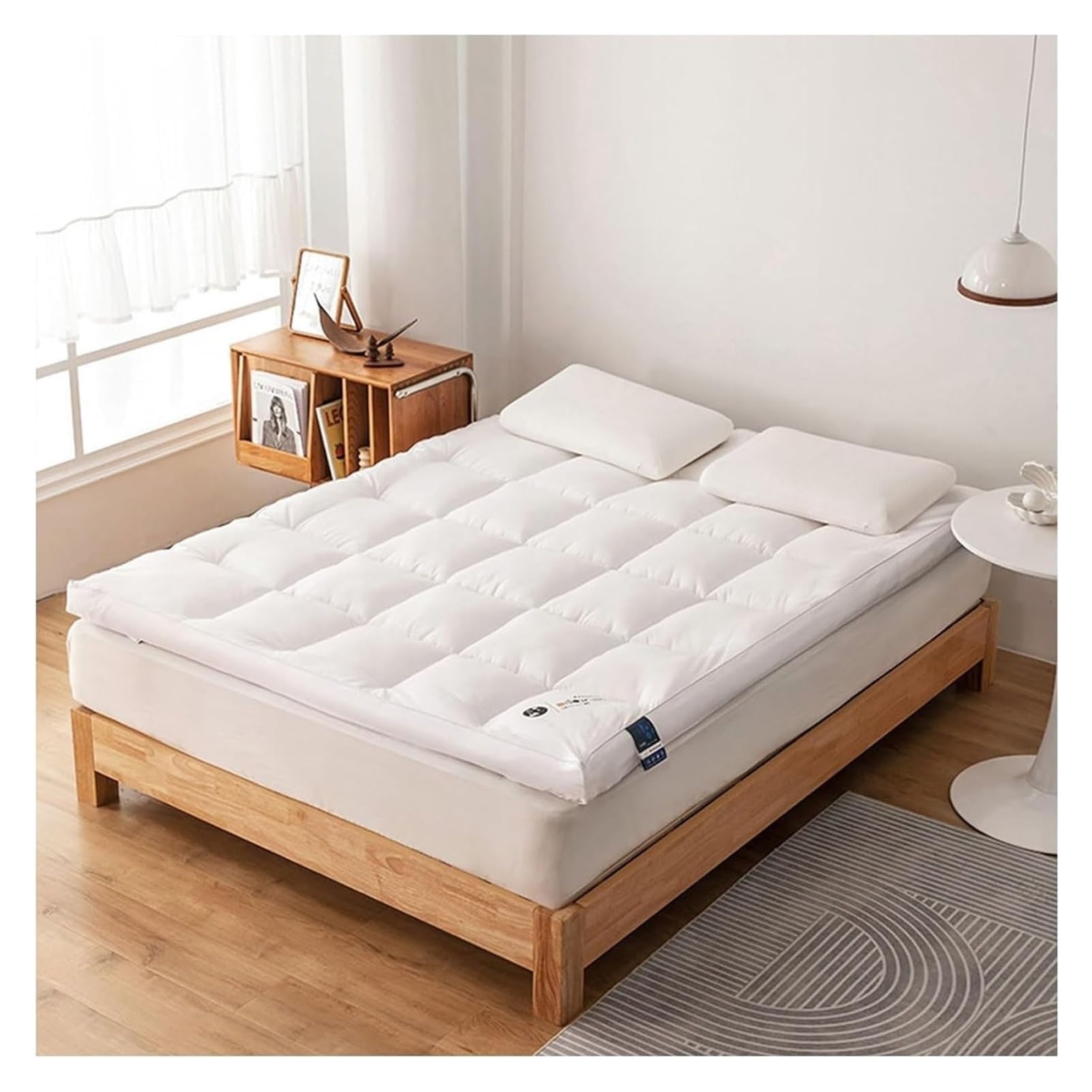 Meiiron Japanese Floor Mattress Futon Mattress Topper - Foldable Tatami Mat Sleeping Bed Pad for Guests, Dormitories, Camping, Sofas & Loungers, 5cm Thick(White,90x200cm)