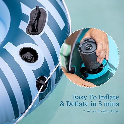 Miniatura 6 de 2025 Upgrade River Tube Floats for Adults Heavy Duty Pool Floats Inflatable Water Tube with Cup Holeder, Drink Cooler and Mesh Bottom Backrest (2