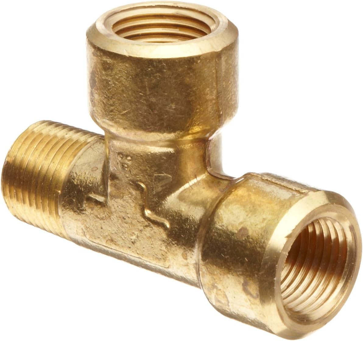 Anderson Metals Forged Street Tee, Brass Pipe Fitting - 1/4" Female x 1/4" Male x 1/4" Female