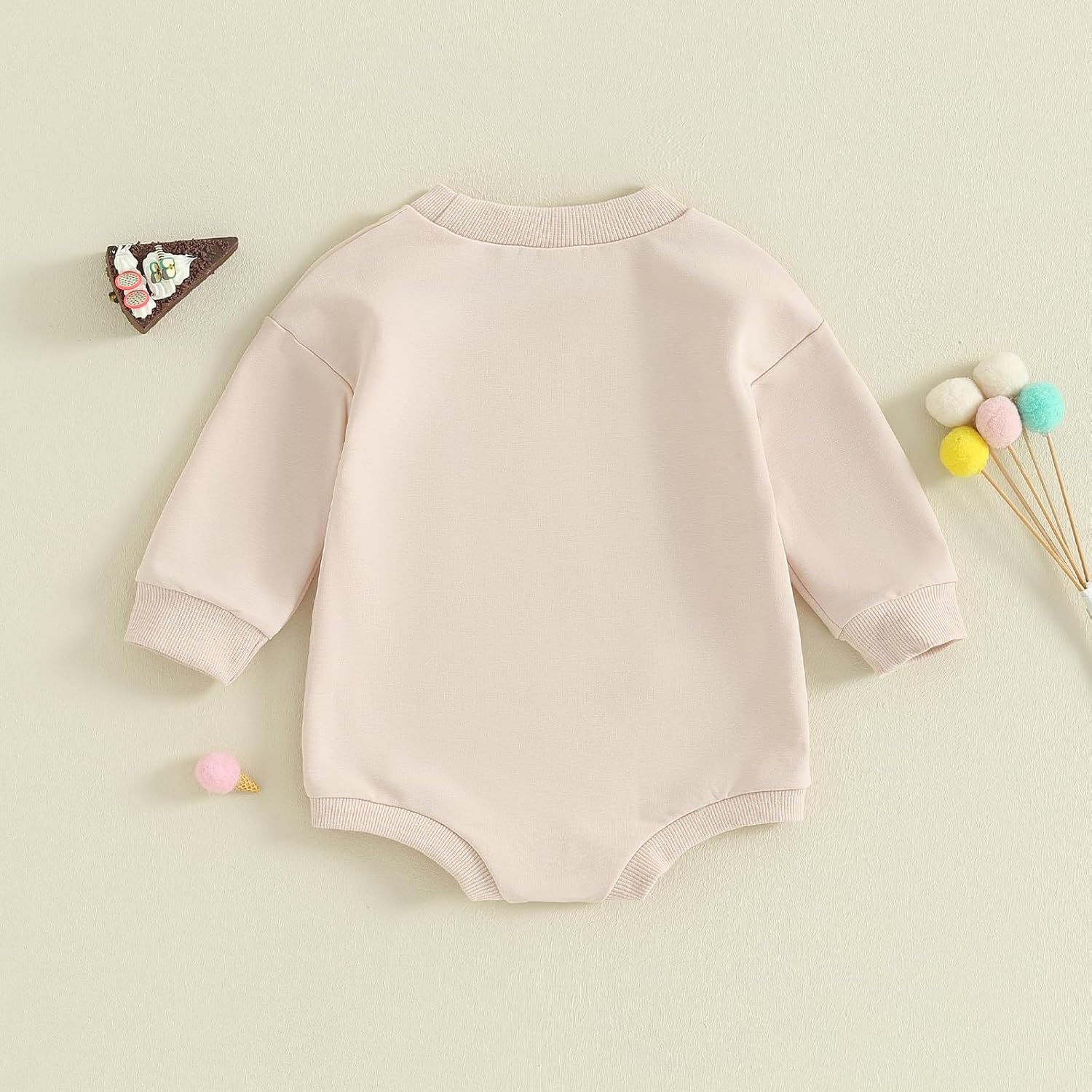 Lamuusaa Baby Girl Boy Birthday Outfit One Embroidery Romper Long Sleeve Crewneck Sweatshirt Birthday Gift - Image 7