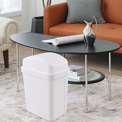 Miniatura 5 de Idotry - Cubo de basura blanco de 1.8 galones, cubo de basura pequeño de plástico con tapa giratoria, 1 paquete